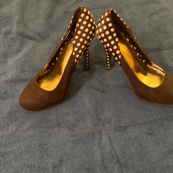 Kardashian Stiletto Heels black/polka dots suede size 8 - Picture 1 of 5